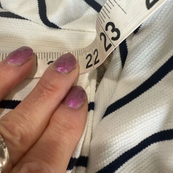 Gibson Latimer Large V Neck Striped Blue White NWT - Picture 5 of 10